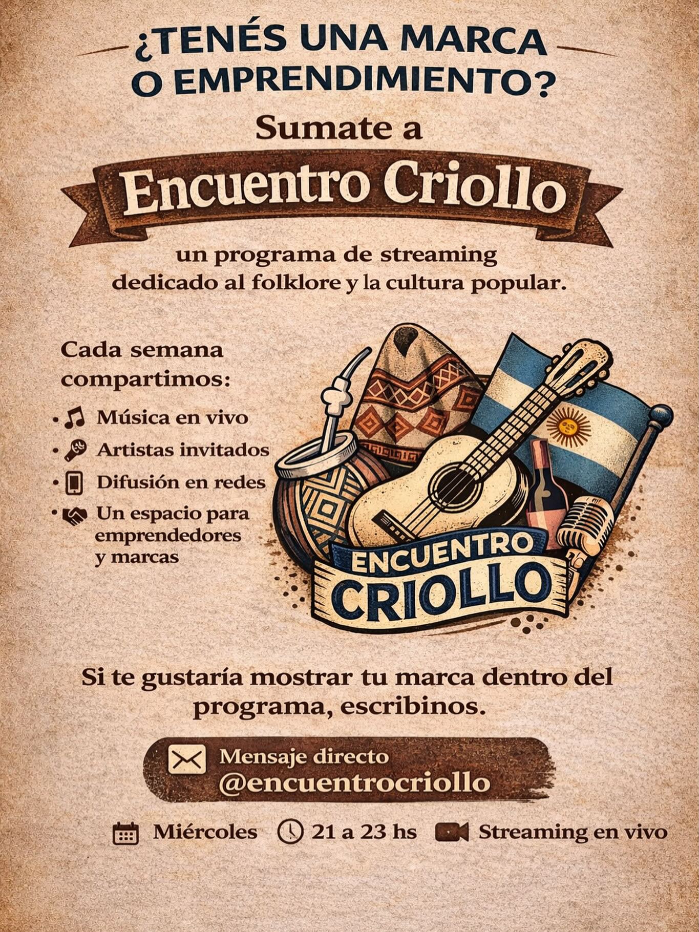 Flyer de Encuentro Criollo