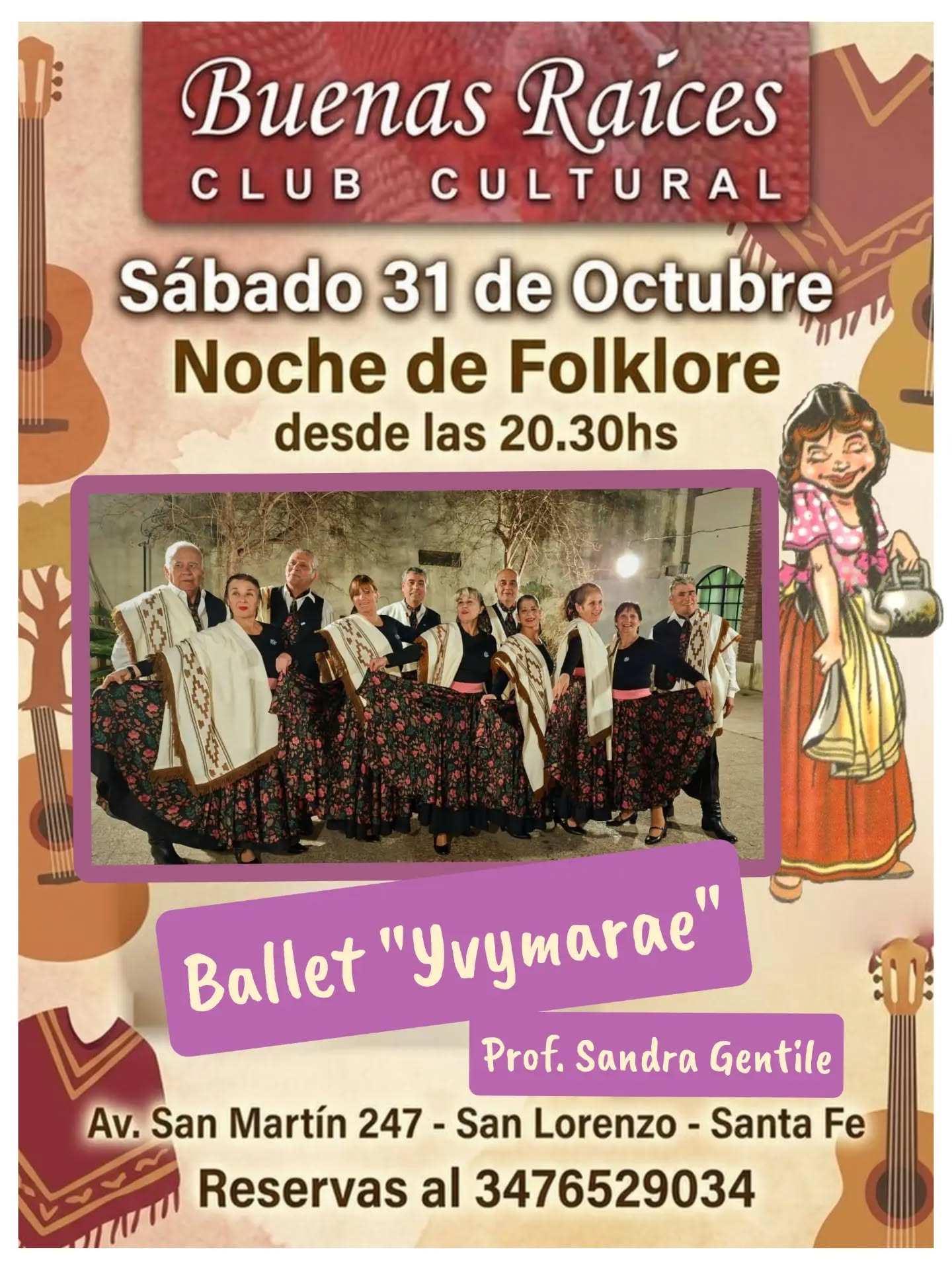 Flyer de Noche de Folklore