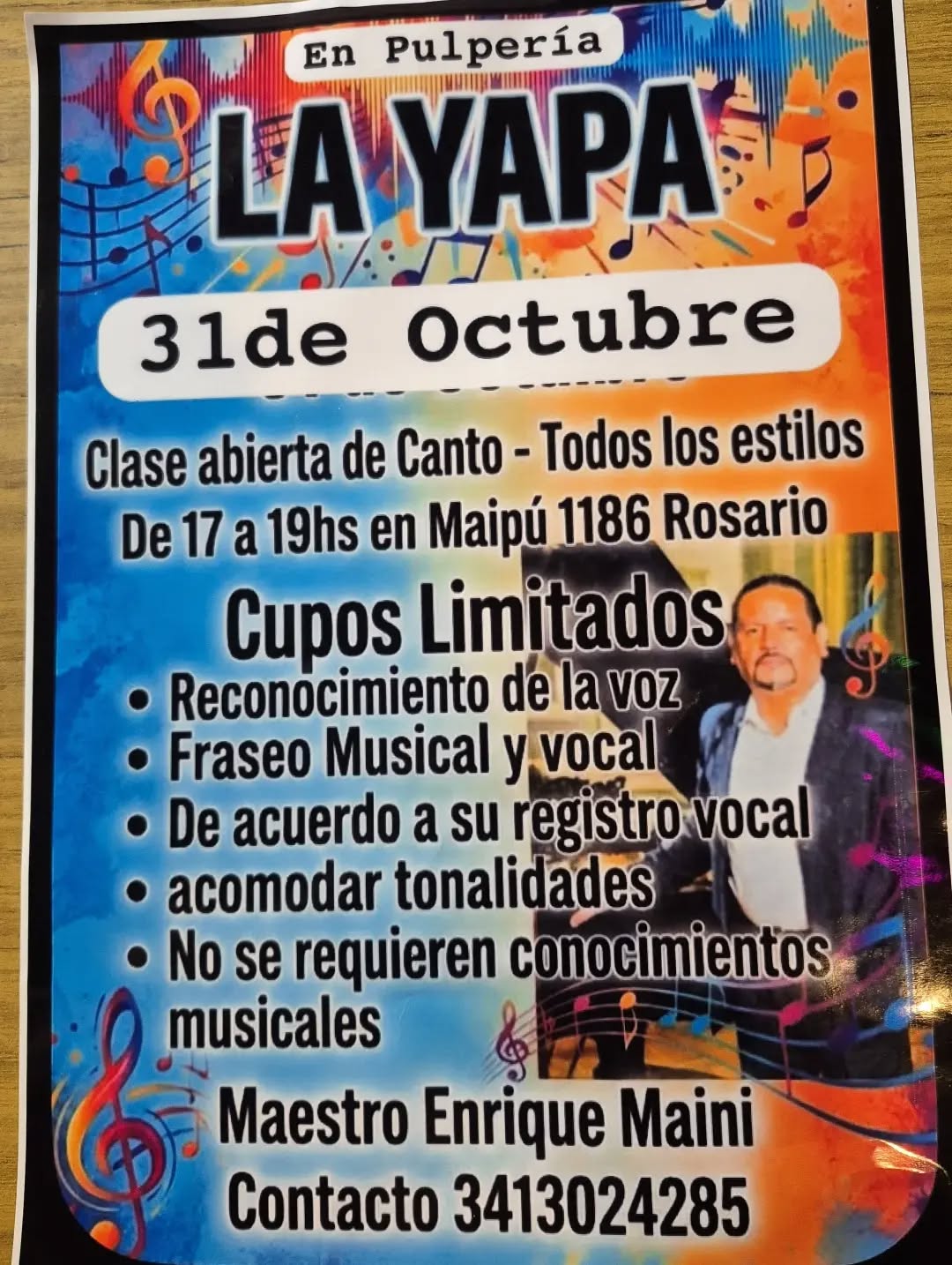 Flyer de Clase abierta de Canto – Todos los estilos