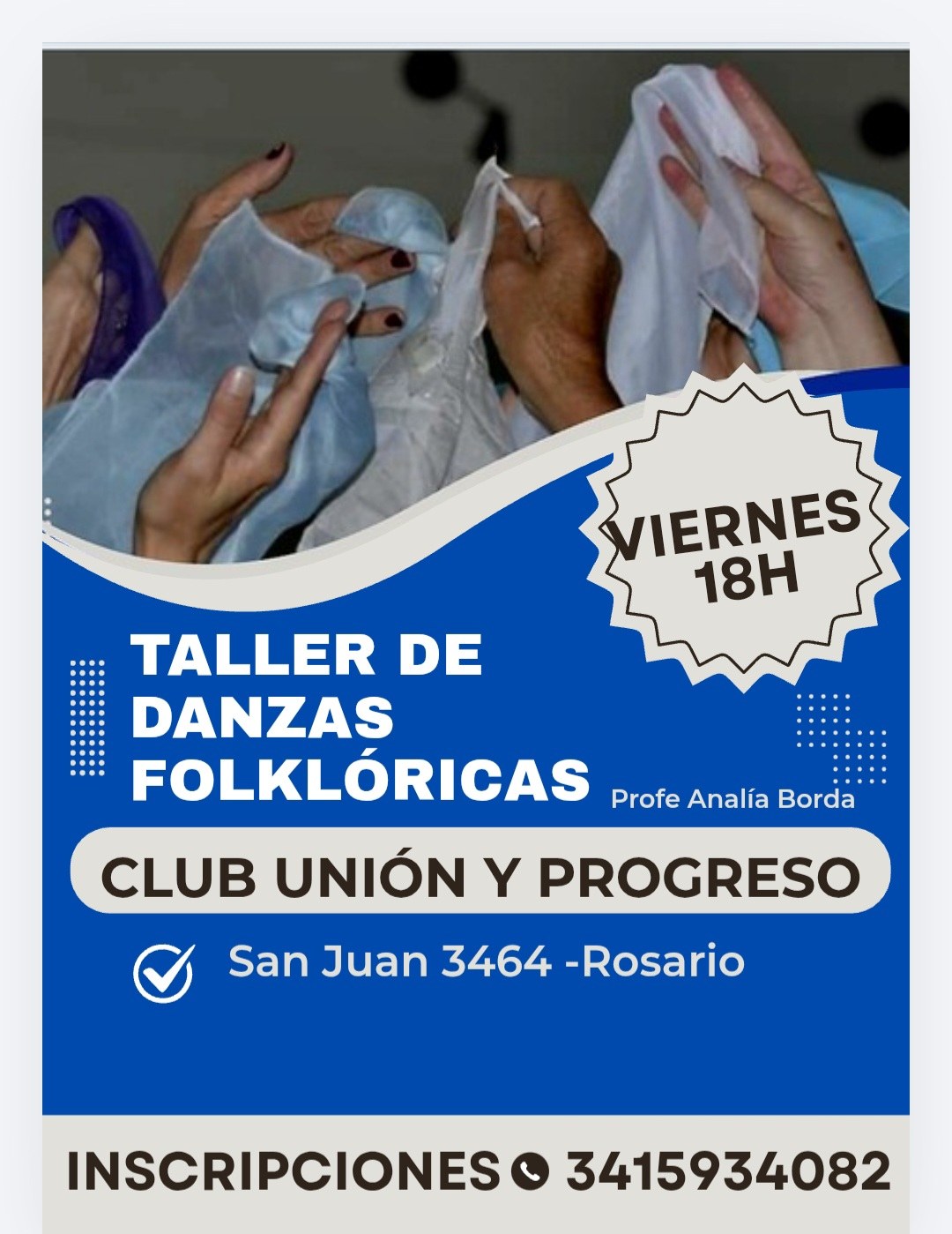 Flyer de Taller de Danzas Folklóricas Argentinas “Dibujar el Aire”