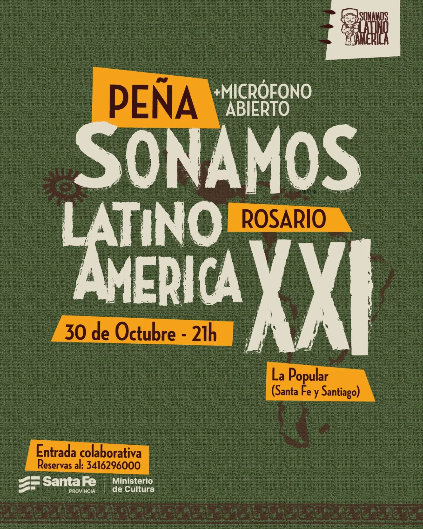 Flyer de Peña Sonamos Latinoamérica Rosario XXI