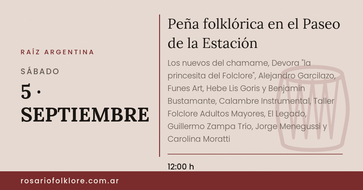 Peña folklórica en el Paseo de la Estación. SÁBADO, 5 · SEPTIEMBRE, 12:00 h. Paseo de la Estación, Funes.
