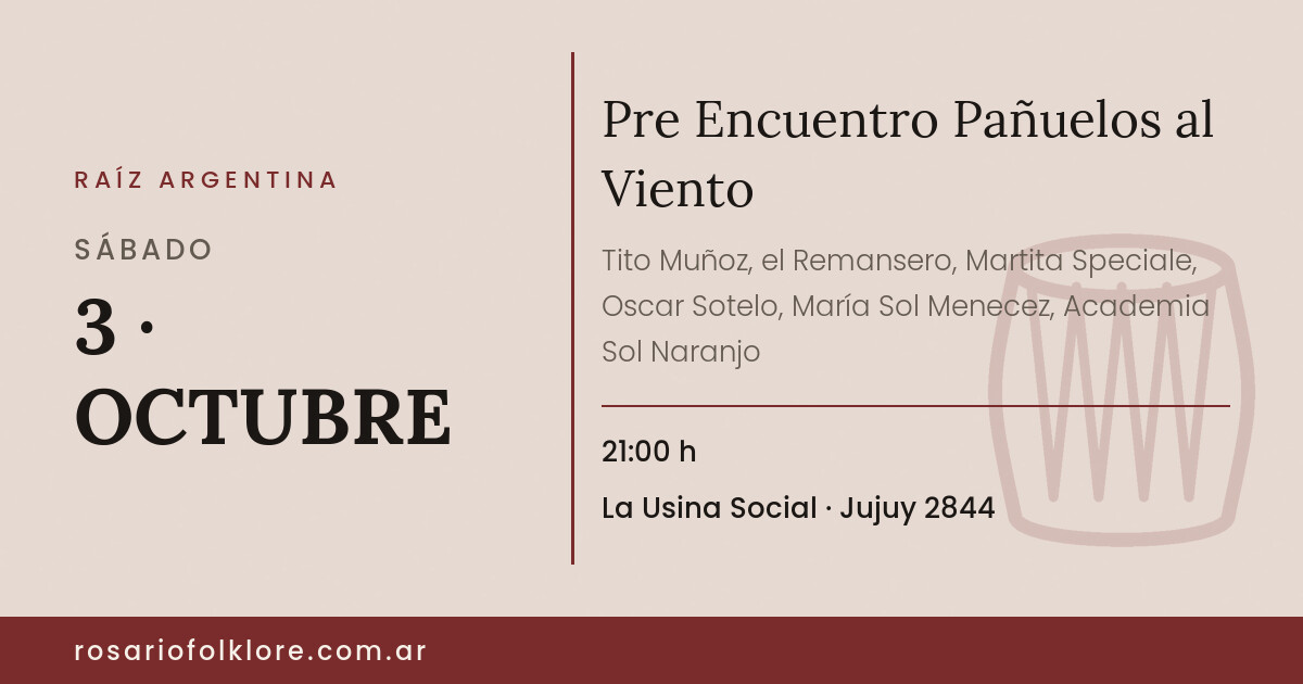 Pre Encuentro Pañuelos al Viento. SÁBADO, 3 · OCTUBRE, 21:00 h. La Usina Social, Jujuy 2844.